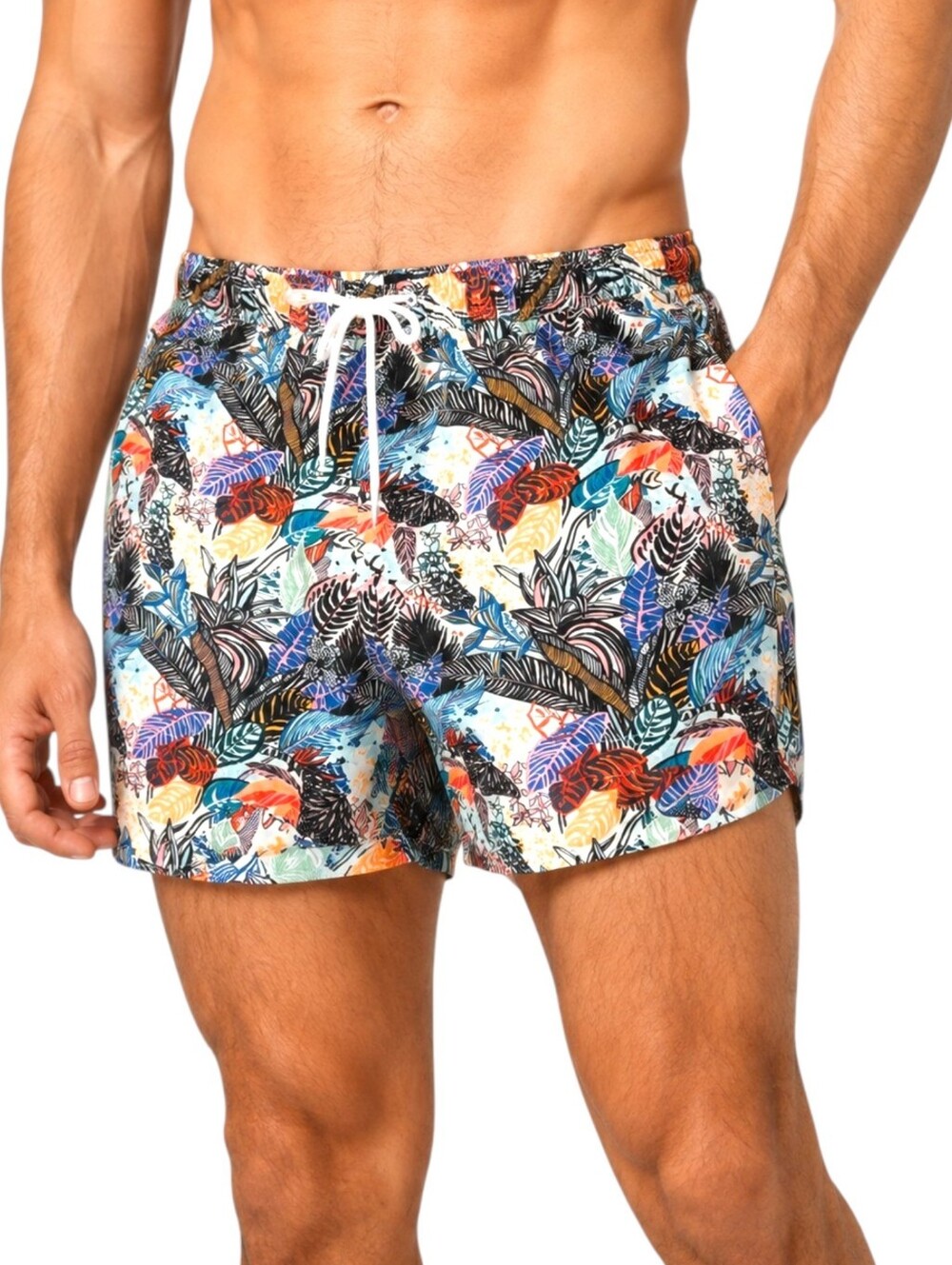 ASOS Swim Trunks Tropical Print Mesh Lined Drawstring 36 Waist